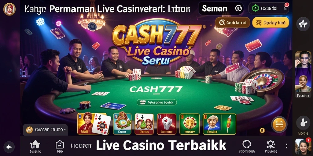 Tampilan utama CASH777 menunjukkan dealer langsung dan suasana kasino yang nyata.