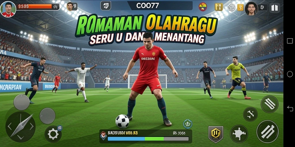 Screenshot gameplay COO77 menampilkan aksi olahraga yang mendebarkan.