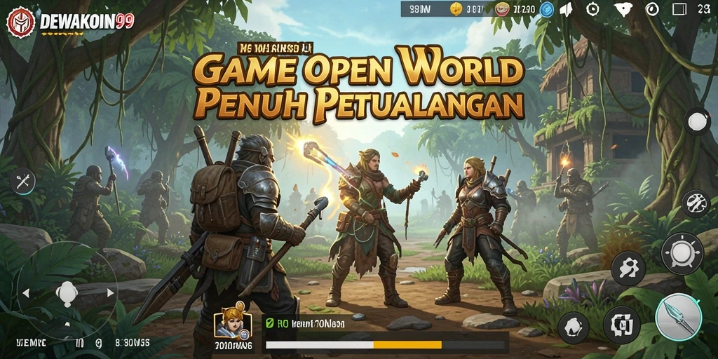 Screenshot DEWAKOIN99 menampilkan dunia Open World yang menakjubkan dan gameplay interaktif.