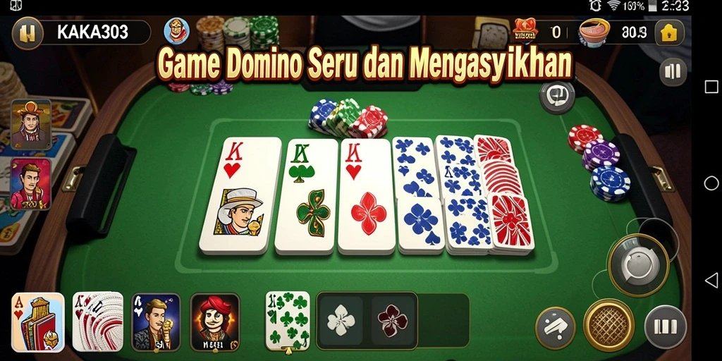 Screenshot KAKA303 menampilkan gameplay domino yang menarik dan interaktif.