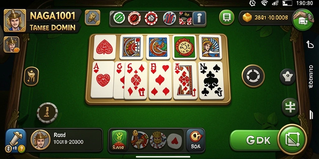 Screenshot NAGA1001 menampilkan gameplay seru permainan Domino.