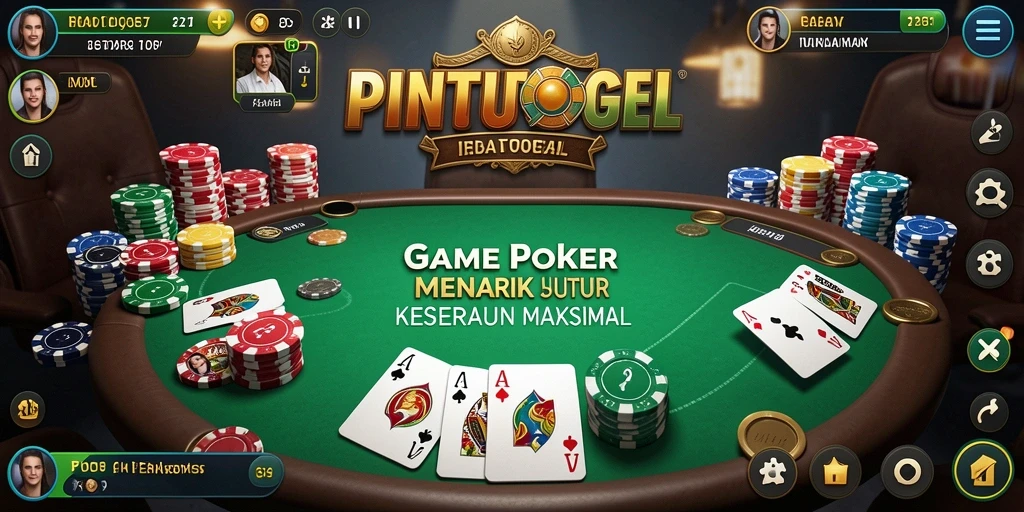 Tampilan gameplay seru PINTUTOGEL dengan suasana poker yang realistis.