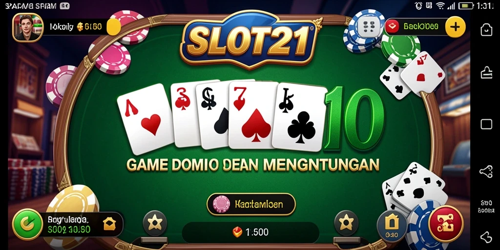 Tampilan gameplay seru SLOT21 dengan berbagai opsi permainan Domino.